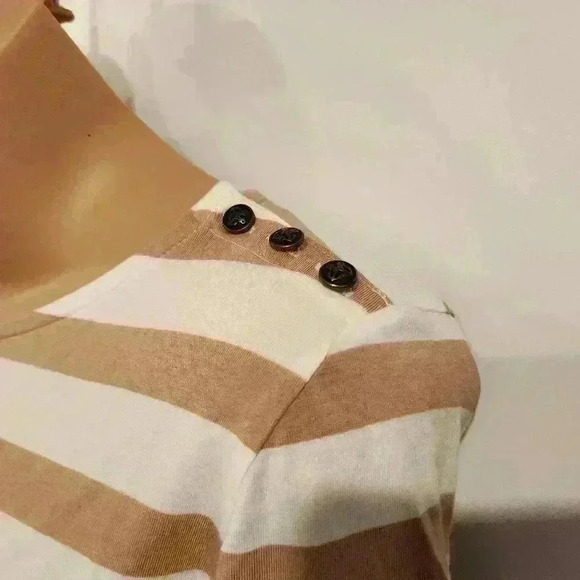 Nautica Cropped Sleeve Striped Button Detail Shirt - Picture 4 of 11